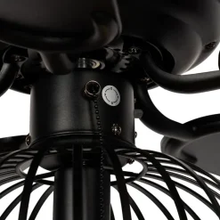 Plafondventilator zwart met hout print 107.5cm met trekschakelaar - Mistral Johanna