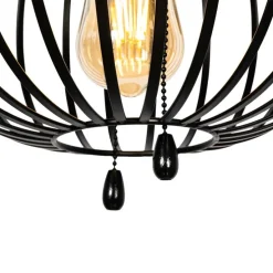 Plafondventilator zwart met hout print 107.5cm met trekschakelaar - Mistral Johanna