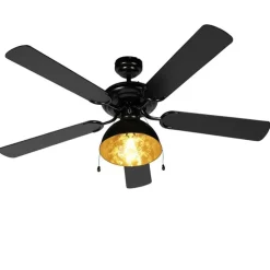 Plafondventilator zwart met beige 130cm met trekschakelaar - Mistral Magna