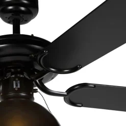 Plafondventilator zwart met beige 130cm met trekschakelaar - Mistral Magna