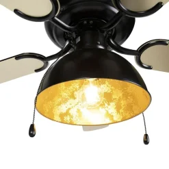 Plafondventilator zwart met beige 130cm met trekschakelaar - Mistral Magna