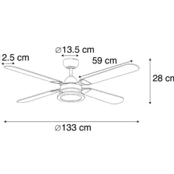 Plafondventilator zwart met afstandsbediening - Fanattic