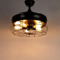 Plafondventilator zwart met inklapbare bladen 107cm 5-lichts met afstandsbediening - Gaiola