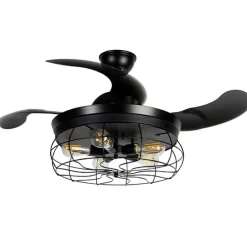 Plafondventilator zwart met inklapbare bladen 107cm 5-lichts met afstandsbediening - Gaiola