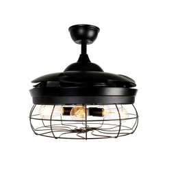 Plafondventilator zwart met inklapbare bladen 107cm 5-lichts met afstandsbediening - Gaiola