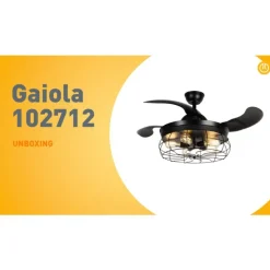 Plafondventilator zwart met inklapbare bladen 107cm 5-lichts met afstandsbediening - Gaiola