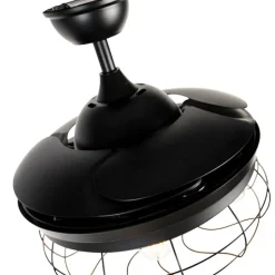 Plafondventilator zwart met inklapbare bladen 107cm 5-lichts met afstandsbediening - Gaiola