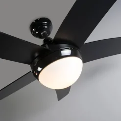 Plafondventilator zwart met hout print 132cm met afstandsbediening - Cool