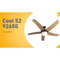 Plafondventilator zwart met hout print 132cm met afstandsbediening - Cool