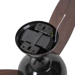 Plafondventilator zwart met hout print 96cm met afstandsbediening - Rotar