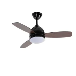 Plafondventilator zwart met hout print 96cm met afstandsbediening - Rotar