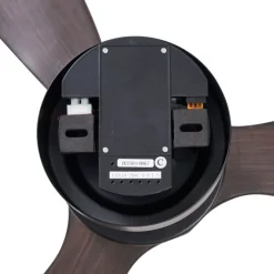 Plafondventilator zwart met hout print 132cm incl. LED dimbaar met afstandsbediening - Joly