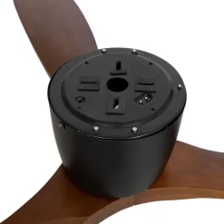 Plafondventilator zwart met hout 131.5cm incl. LED dimbaar met afstandsbediening - Jerri