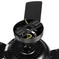 Plafondventilator zwart met hout print 107.5cm 3-lichts met trekschakelaar - Mistral Vidro