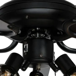 Plafondventilator zwart met hout print 107.5cm 3-lichts met trekschakelaar - Mistral Vidro