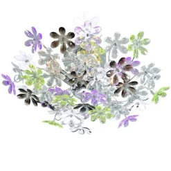 Plafonnière chroom met multicolor kunststof bloemen 56cm - Fiore