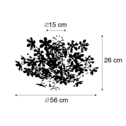 Plafonnière chroom met multicolor kunststof bloemen 56cm - Fiore