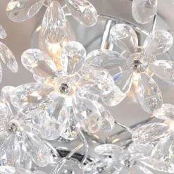 Plafonnière chroom met multicolor kunststof bloemen 56cm - Fiore