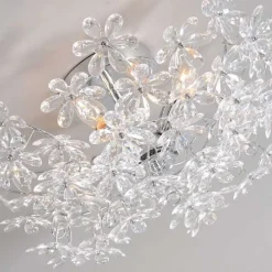 Plafonnière chroom met multicolor kunststof bloemen 56cm - Fiore