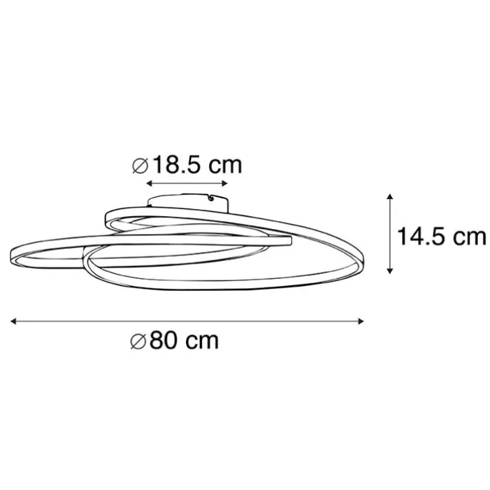 Plafonnière staal 80 cm incl. LED 3-staps dimbaar - Rowin
