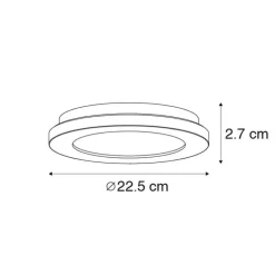 Plafonnière zwart 22,5 cm rond incl. LED 3-staps dimbaar - Steve