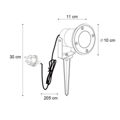 Prikspot beige GU10 50mm verstelbaar IP65 incl. snoer en stekker - Basic