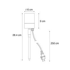 Prikspot crème GU10 50mm verstelbaar IP44 incl. snoer en stekker - Solo
