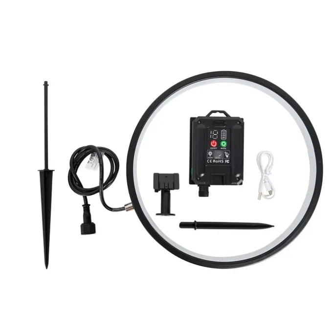 Prikspot zwart 60 cm incl. LED oplaadbaar en solar IP65 - Adalind