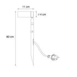 Prikspot zwart 80cm incl. LED verstelbaar IP65 incl. snoer en stekker - Carl