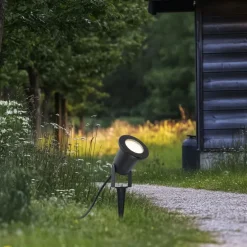 Prikspot zwart incl. LED verstelbaar IP65 met snoer en stekker - Basic