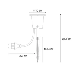 Prikspot zwart incl. LED verstelbaar IP65 met snoer en stekker - Basic