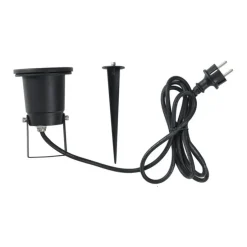 Prikspot zwart incl. LED verstelbaar IP65 met snoer en stekker - Basic