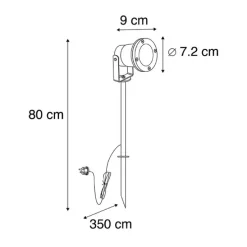 Prikspot zwart verstelbaar IP44 incl. snoer en stekker - Basic