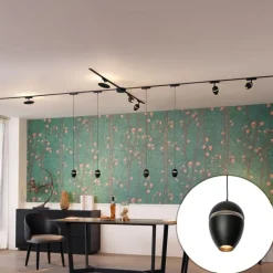 Railsysteem met 10 lampen zwart 1-fase - Magnetic Eggy Puk