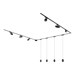 Railsysteem met 10 lampen zwart 1-fase - Magnetic Eggy Puk