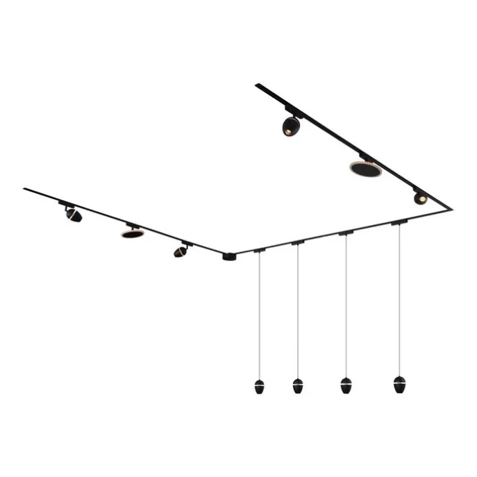 Railsysteem met 10 lampen zwart 1-fase - Magnetic Eggy Puk