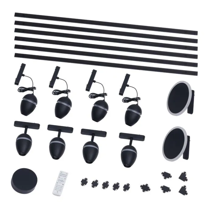 Railsysteem met 10 lampen zwart 1-fase - Magnetic Eggy Puk