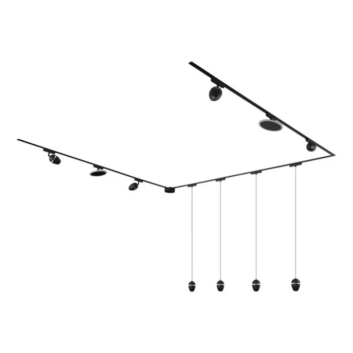 Railsysteem met 10 lampen zwart 1-fase - Magnetic Eggy Puk