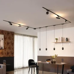 Railsysteem met 10 lampen zwart 1-fase - Magnetic Eggy Puk