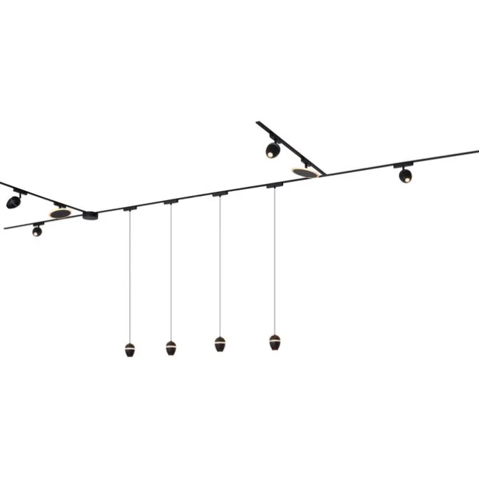 Railsysteem met 10 lampen zwart 1-fase - Magnetic Eggy Puk