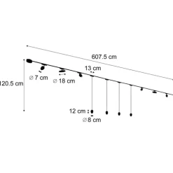 Railsysteem met 10 lampen zwart 1-fase - Magnetic Eggy Puk
