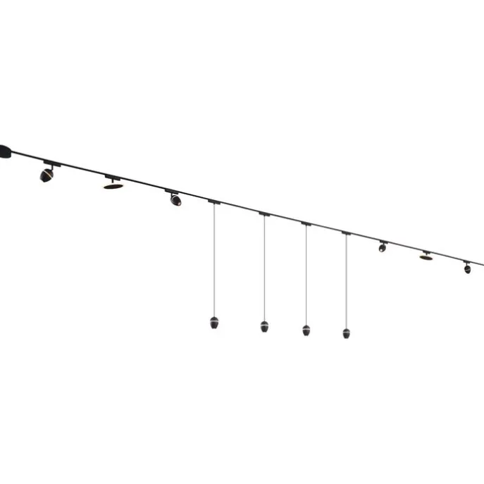 Railsysteem met 10 lampen zwart 1-fase - Magnetic Eggy Puk