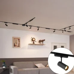 Railsysteem met 8 spots en 4 plafondlampen zwart 1-fase - Magnetic Gert Puntua