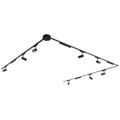 Railsysteem met 8 spots en 4 plafondlampen zwart 1-fase - Magnetic Gert Puntua