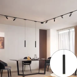 Railsysteem met 6 spots en 2 hanglampen zwart 1-fase - Magnetic Samson Cassie