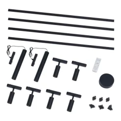 Railsysteem met 6 spots en 2 hanglampen zwart 1-fase - Magnetic Samson Cassie