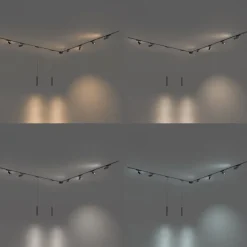 Railsysteem met 6 spots en 2 hanglampen zwart 1-fase - Magnetic Samson Cassie