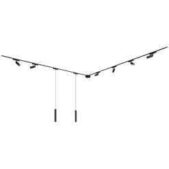 Railsysteem met 6 spots en 2 hanglampen zwart 1-fase - Magnetic Samson Cassie