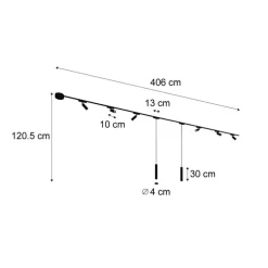Railsysteem met 6 spots en 2 hanglampen zwart 1-fase - Magnetic Samson Cassie