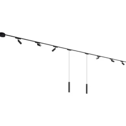 Railsysteem met 6 spots en 2 hanglampen zwart 1-fase - Magnetic Samson Cassie